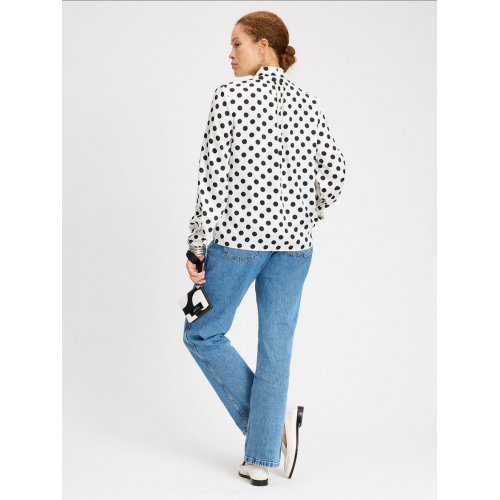Breezy Dot Tie-neck Shirt