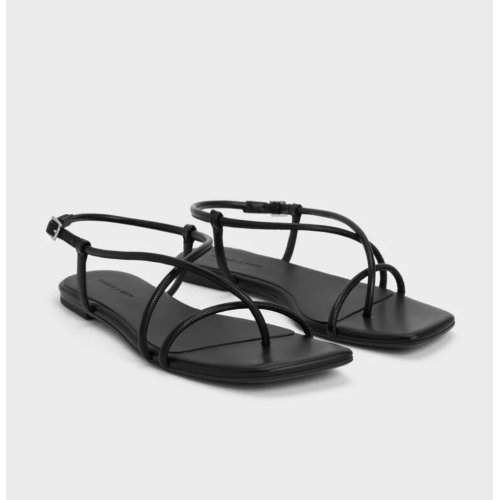 Strappy Crossover Slingback Sandals - Black