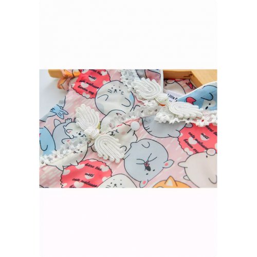 Purrfect Family Paws Baby Girl Pink Cats Cheongsam Bodysuit n Headwrap Set Family Wear 0821