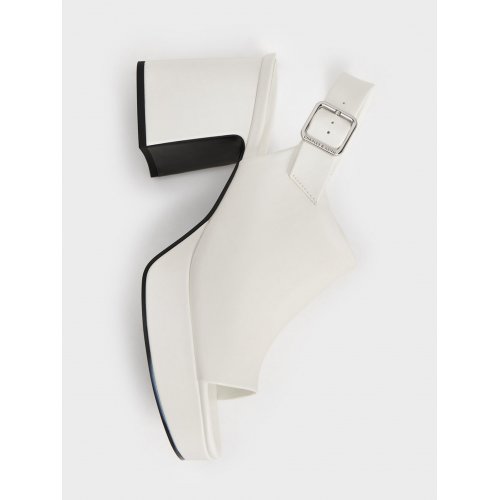  Peep-Toe Platform Sandals - White 