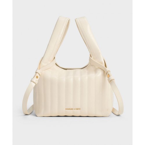  Donna Crinkle-Effect Tote Bag - Cream 