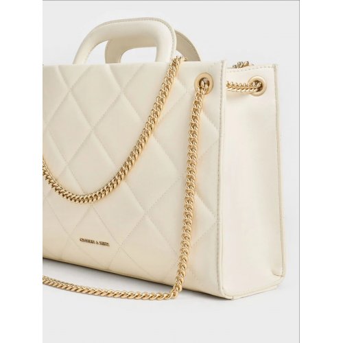  Apfra Quilted Chain-Handle Bag - Cream 