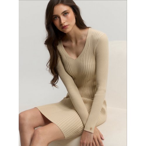 Beige isabella knit midi dress