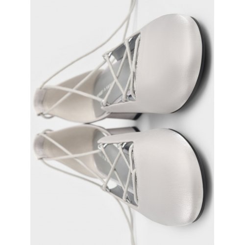  Lace-Up Tie-Around D'Orsay Pumps - Silver 