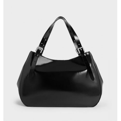  Buckle-Strap Slouchy Tote Bag - Noir 