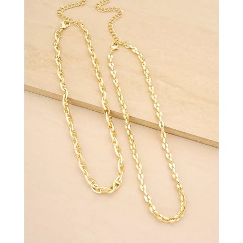 Ettika Golden Rays Linked Chain 18K Gold Plated Necklace Set