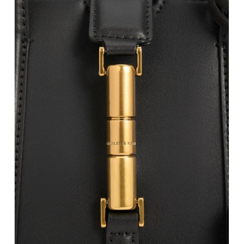  Cesia Metallic Accent Tote Bag - Black 