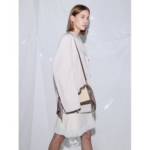  Alcott Scarf Handle Canvas Clutch - Beige 