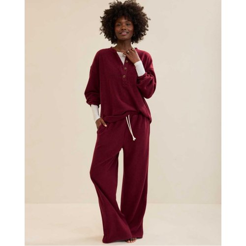 Aerie Sherpa Henley Sweatshirt - Deep Cherry