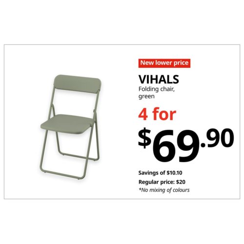 VIHALS Folding chair, green - 4 pieces