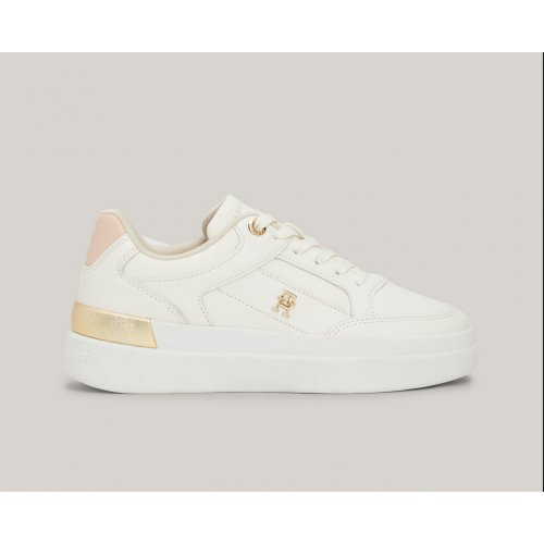 TH Monogram Metallic Leather Court Trainers