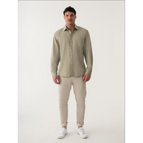 Pacifica Long Sleeve Linen Blend Shirt Khaki