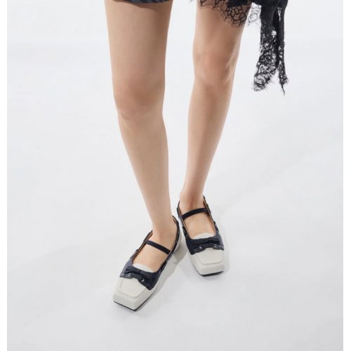  Bow Two-Tone Boat-Shoe Flats - Chalk 