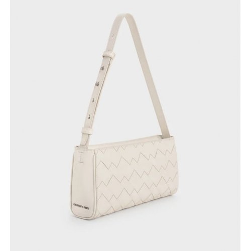  Ivette Woven Elongated Shoulder Bag - Cream 
