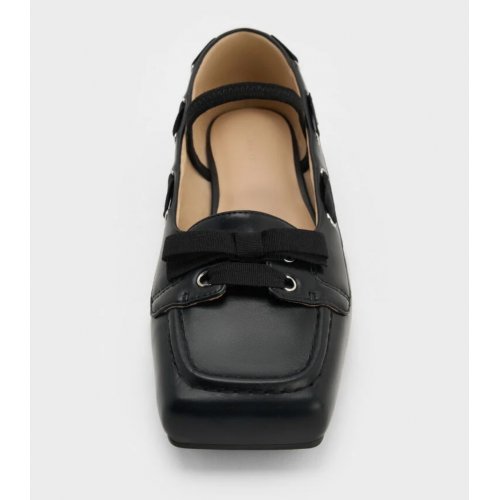  Bow Boat-Shoe Flats - Black 