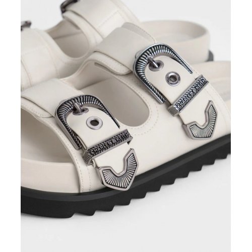 Kirke Buckled Double-Strap Sandals - White 