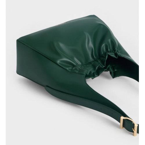  Brigette Ruched Shoulder Bag - Dark Green 