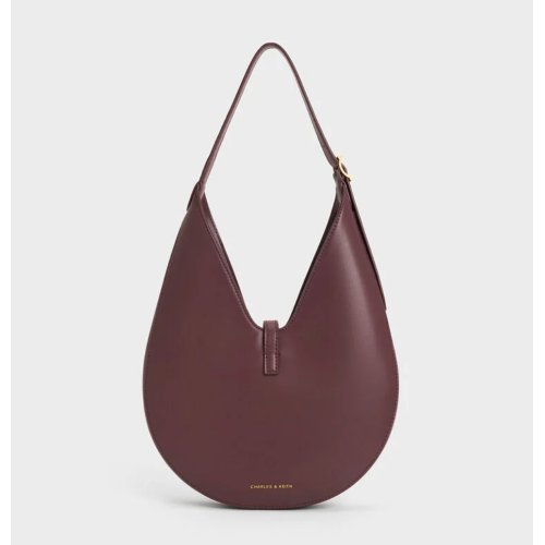  Cesia Metallic-Accent Hobo Bag - Wineberry Red 