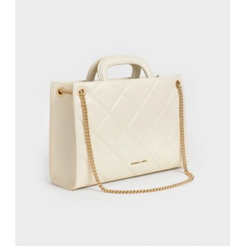  Apfra Quilted Chain-Handle Bag - Cream 