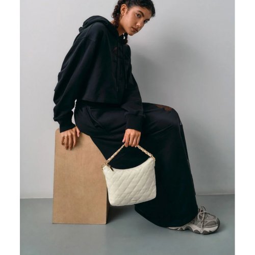 Duo Quilted Slouchy Hobo Bag - Cream 