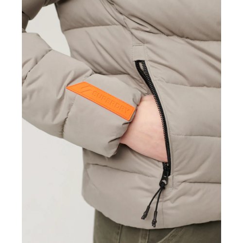 Hooded Microfibre Padded Jacket - Winter Stone Grey