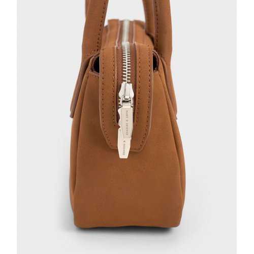  Bosie Textured Elongated Top Handle Bag - Brown 