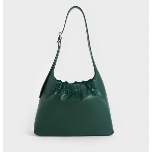  Brigette Ruched Shoulder Bag - Dark Green 