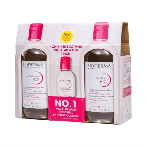 BIODERMA Sensibio H2O Micellar Water 500ml Packset x 2s + Sensibio H2O 100ml