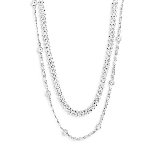 Sterling ForeverDouble Layer Beaded Chain Necklace, 16"