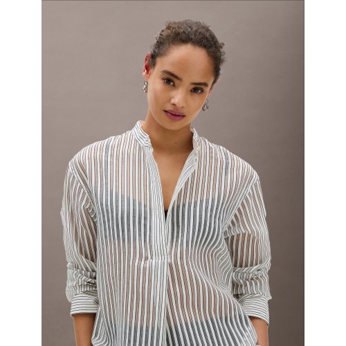  Jacquard Stripe Popover Shirt