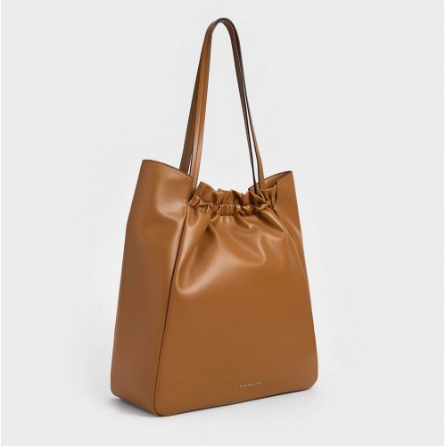  Brigette Ruched Tote Bag - Brown 