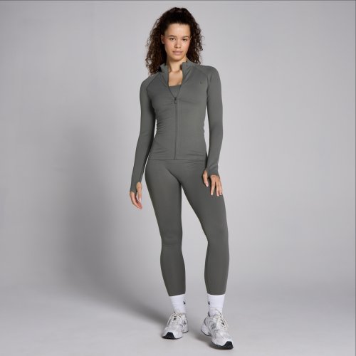 MP Women's Lifestyle Waffle Seamless Full Zip Jacket - Gunmetal