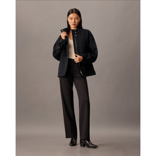  Cashmere Wool Blend Short Bomber Jacket