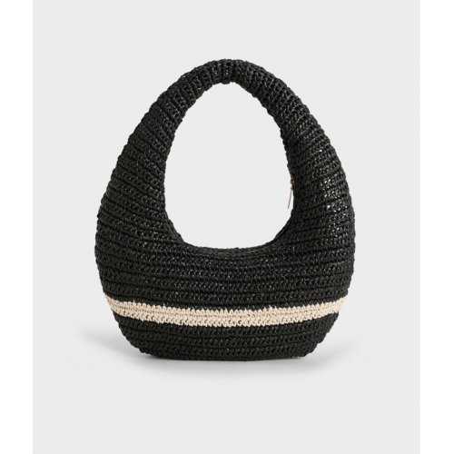  Allegra Knitted Slouchy Hobo Bag - Black 