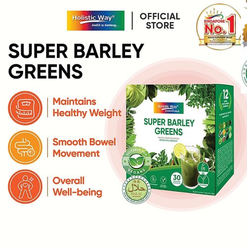 Holistic Way Essentials Super Barley Greens [Aojiru Fiber Beverage] — Halal and Vegan (30s)