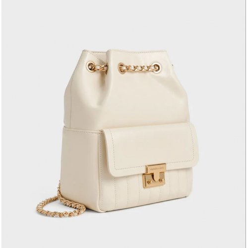  Donna Crinkle-Effect Backpack - Cream 