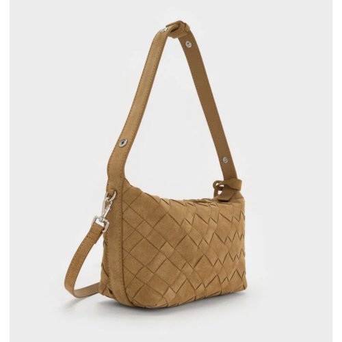  Ivette Recycled Suede Woven Shoulder Bag - Sahara Sand 