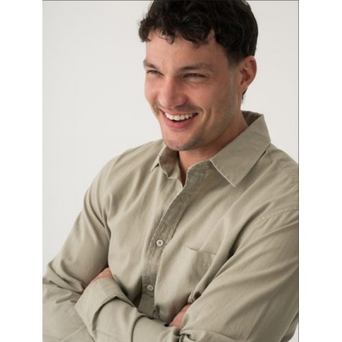 Pacifica Long Sleeve Linen Blend Shirt Khaki