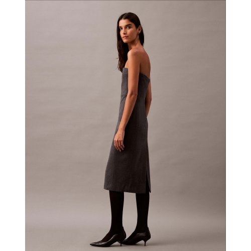 Brushed Wool Blend Strapless Dress