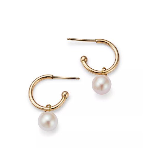Bloomingdale's Fine Collection Cultured Freshwater Pearl Huggie Hoop Earrings in 14K Yellow Gold, 6mm