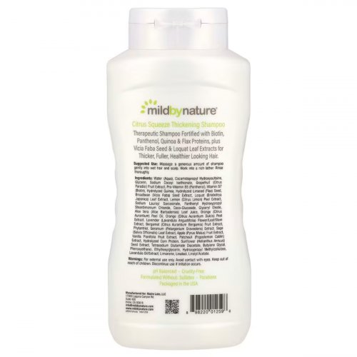  Mild By Nature, Thickening Shampoo, B-Complex + Biotin, Citrus Squeeze, 16 fl oz (473 ml) 