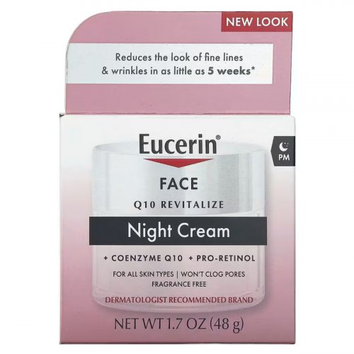  Eucerin, Face, Q10 Revitalize, Night Cream, Fragrance Free, 1.7 fl oz (48 g) 