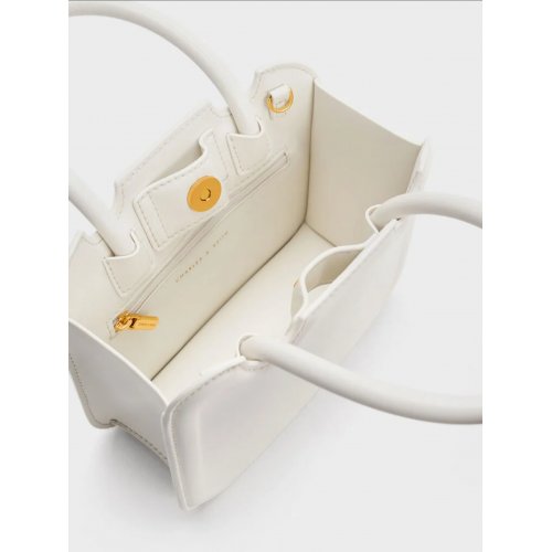  Perline Sculptural Top Handle Bag - White 