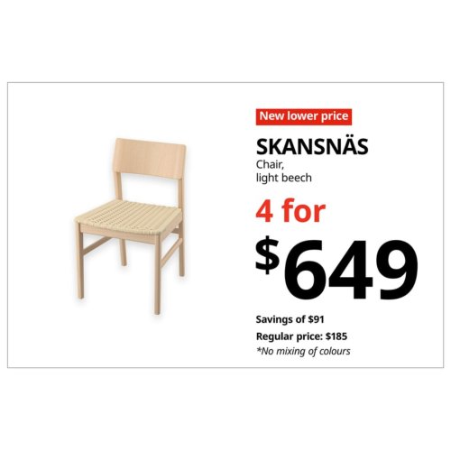SKANSNÄS Chair, light beech - 4 pieces