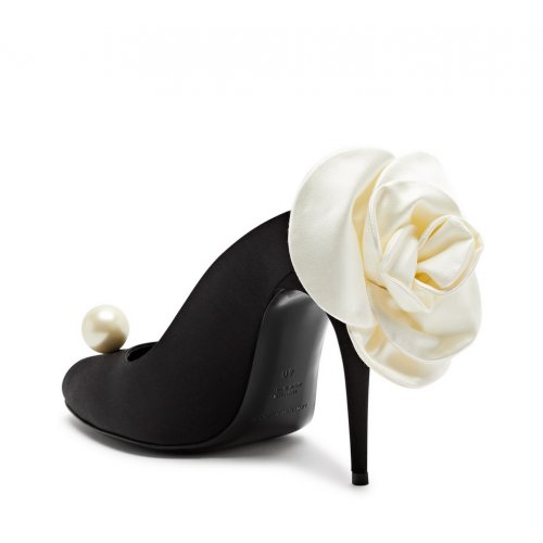 105 floral-appliquéd silk-satin pumps  - Gallery Image 1