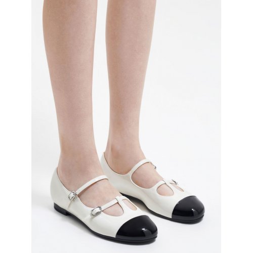  Double-Strap T-Bar Mary Janes - White 