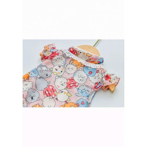 Purrfect Family Paws Baby Girl Pink Cats Cheongsam Bodysuit n Headwrap Set Family Wear 0821