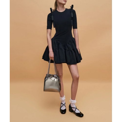  Caia Metallic Chain-Handle Tote Bag - Pewter 