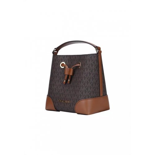MICHAEL KORS MERCER Women's Dark Brown Signature Pattern Bucket Bag