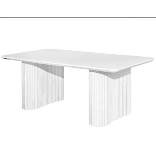 Joyce 120cm Coffee Table with Round Fluted Legs in White